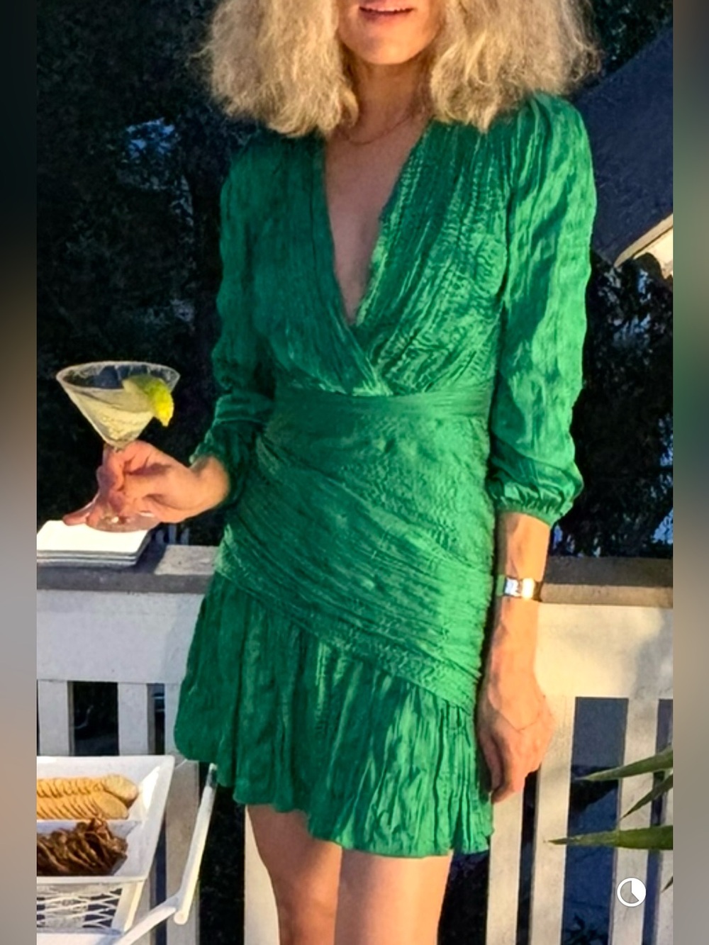 Maje Sz 34 / XS Women's Emerald Green Long Sleeve “Wrap” Mini Dress